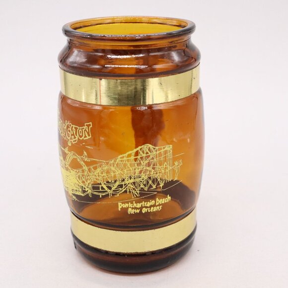 Ragin' Cajun Rollercoaster Amber Glass Tankard Mug Pontchartrain Beach Amusement - Picture 7 of 14
